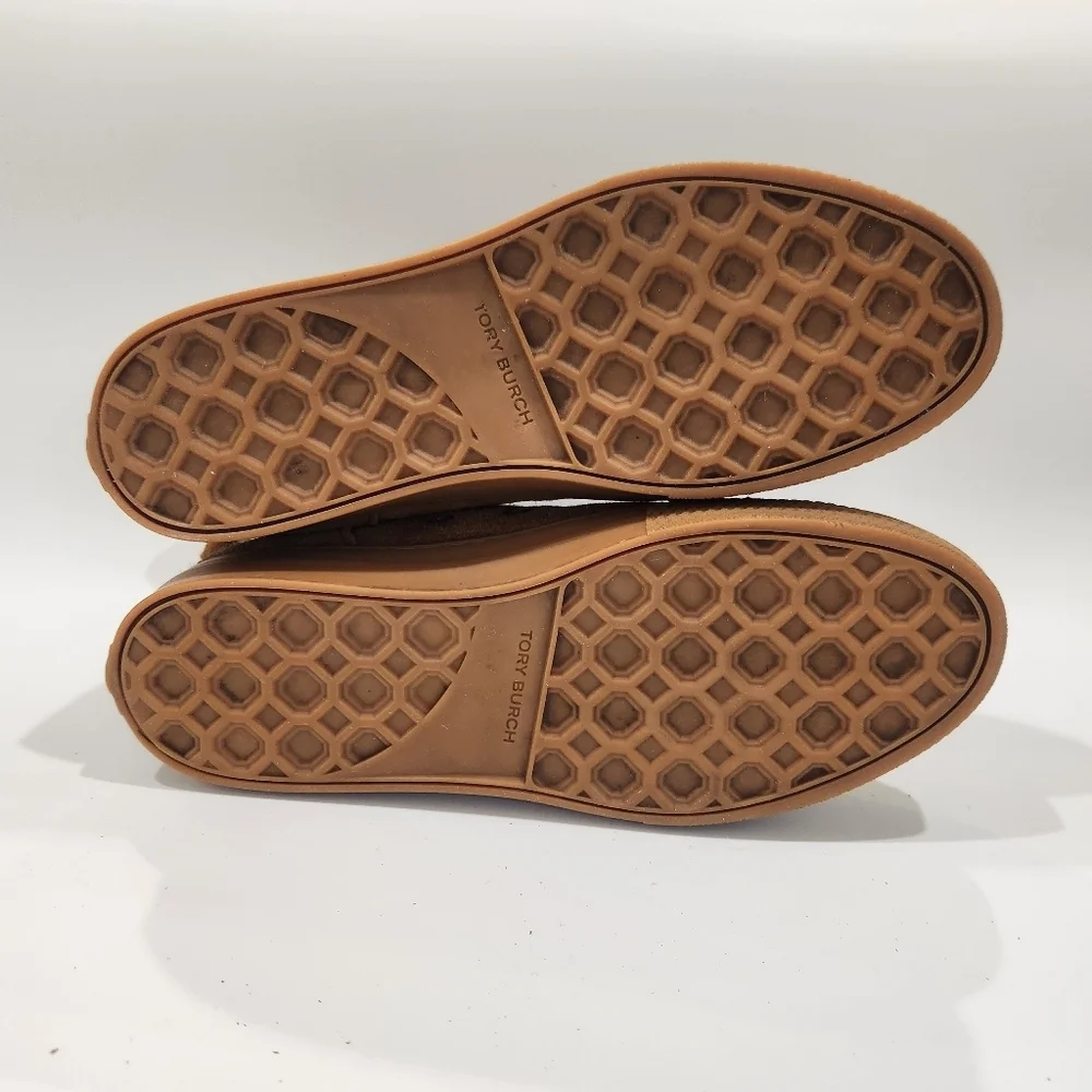 Tory Burch Brown Suede Shearling Trim High-Top Sneakers - Picture 5 of 9
